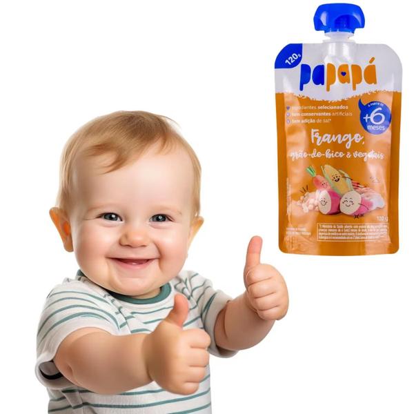 Kit Com 12Und Papinha De Carne E Frango Papapá 120G Imagem de Kit Com 12Und Papinha De Carne E Frango Papapá 120G