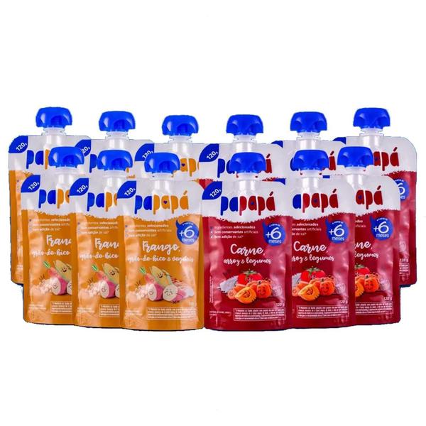 Kit Com 12Und Papinha De Carne E Frango Papapá 120G Imagem de Kit Com 12Und Papinha De Carne E Frango Papapá 120G