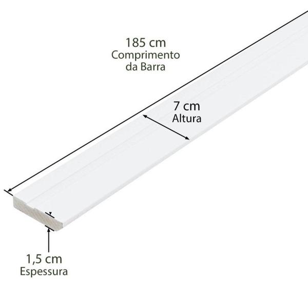 Imagem de Kit com 15 Barras Rodapé de Mdf 7cm X 15mm X 1.85m Revestido Frisado 27,75m