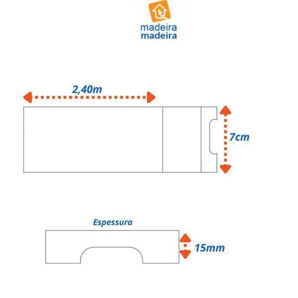 Imagem de Kit com 15 Barras Rodapé Mdf 701 Moldufama 15mmx7cm Metro Linear 36m Branco