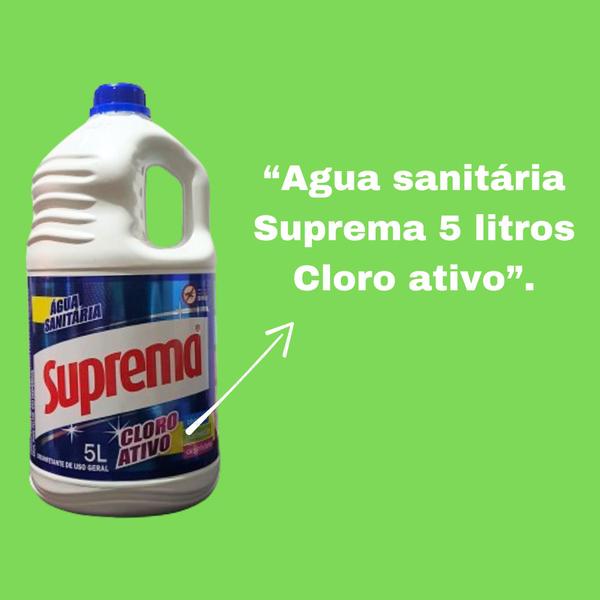 Imagem de Kit  Com 2 Agua sanitária Suprema 5 litros Cloro ativo.