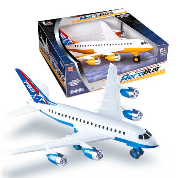 Imagem de Kit com 2 Aviões de Brinquedo 36cm na Caixa Airbus Infantil