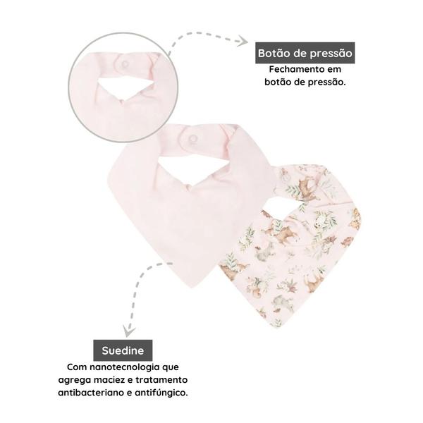 Imagem de Kit Com 2 Babadores Bandana Hug Floresta Magia Rosa