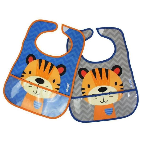 Imagem de Kit com 2 babadores impermeável bolso Coleção Tigre Clingo