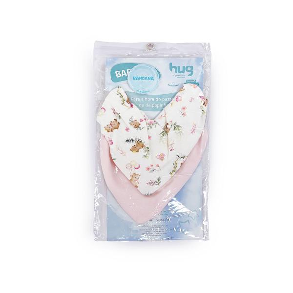 Kit Com 2 Babinhas Babador Bandana Ursinho Rosa Hug Imagem de Kit Com 2 Babinhas Babador Bandana Ursinho Rosa Hug