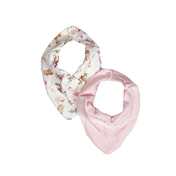 Kit Com 2 Babinhas Babador Bandana Ursinho Rosa Hug Imagem de Kit Com 2 Babinhas Babador Bandana Ursinho Rosa Hug