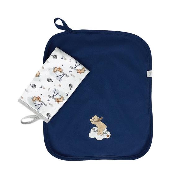 Kit Com 2 Babinhas Babador Lunar Galaxia Azul Hug Imagem de Kit Com 2 Babinhas Babador Lunar Galaxia Azul Hug