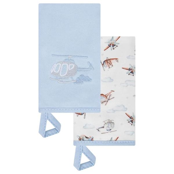 Kit Com 2 Babinhas Hug Aviões Azul Imagem de Kit Com 2 Babinhas Hug Aviões Azul