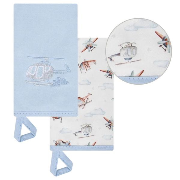 Kit Com 2 Babinhas Hug Aviões Azul Imagem de Kit Com 2 Babinhas Hug Aviões Azul