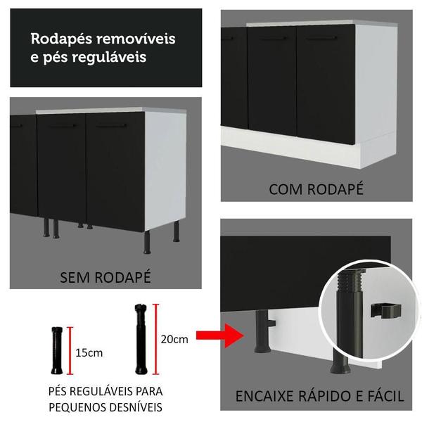 Imagem de Kit com 2 Balcões e 2 Armários Aéreos Multiuso 200cm Agata Madesa