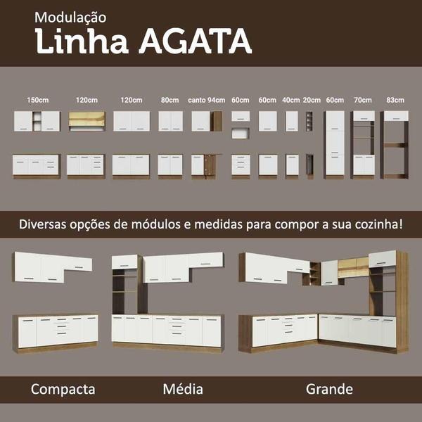 Imagem de Kit com 2 Balcões e 2 Armários Aéreos Multiuso 200cm Rustic/Branco Agata Madesa