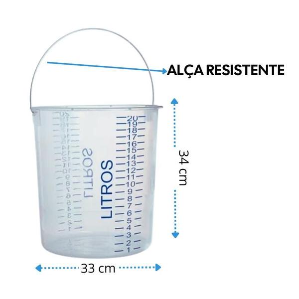 Imagem de Kit com 2 Baldes Plásticos Graduados Transparente - 12L e 20L