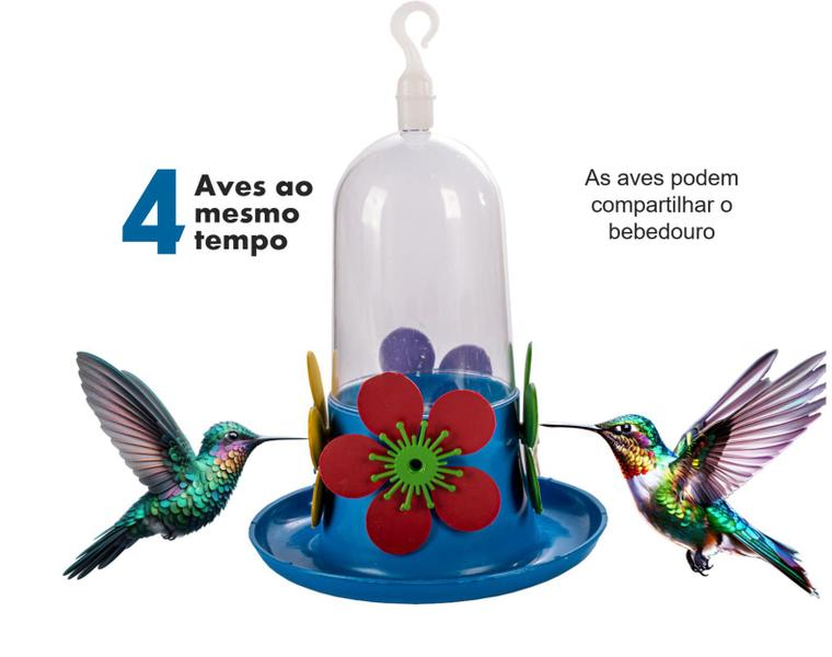 Imagem de Kit Com 2 Bebedouro Beija-Flor Com Bandeja 250ml - Cores