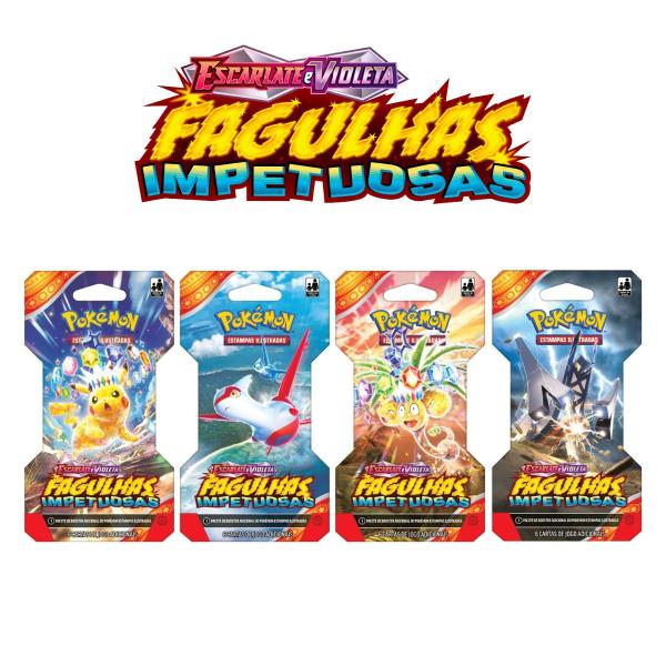 Imagem de Kit com 2 Blisters Pokémon Unitários Escarlate e Violeta Fagulhas Impetuosas Coleção Cards Pikachu