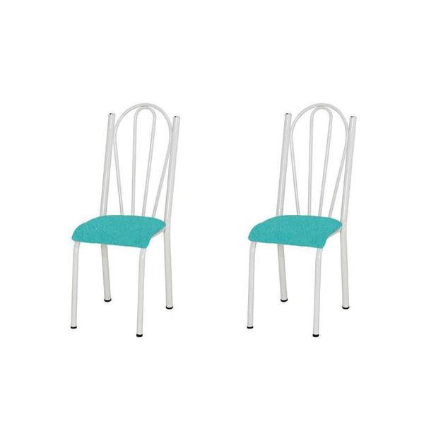 Imagem de Kit com 2 Cadeiras 021 America Cromo Branca/Azul Turquessa - Artefamol