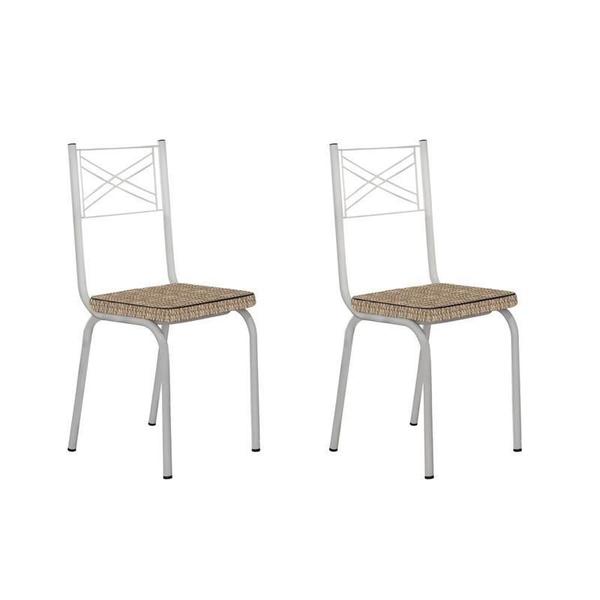 Imagem de Kit com 2 Cadeiras 119 Malva Branca/Rattan - Artefamol