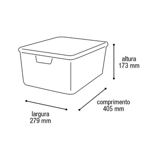 Imagem de Kit Com 2 Caixas 16 Litros Cesto Organizadora C/ Tampa Plástico Preto