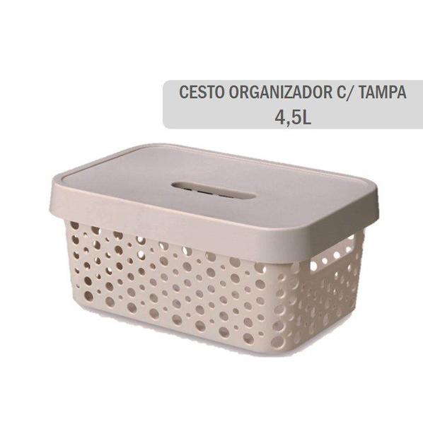Kit com 2 Caixas Organizadoras com Tampa 4,5L - Usual Plastic Utilidade Doméstica e Com. LTDA Imagem de Kit com 2 Caixas Organizadoras com Tampa 4,5L