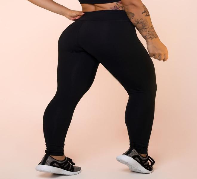 Imagem de Kit Com 2 Calças Leggings Cós Alto Preta Com Forro Plus Size