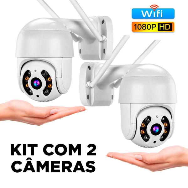 Imagem de Kit com 2 Câmeras A8 à prova d'água Full HD infravermelho zoom e ICSEE Wi-Fi