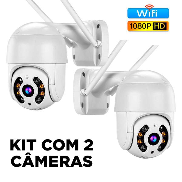 Imagem de Kit com 2 Câmeras externa Wi-Fi à prova d'água com infravermelho e visão noturna em alta definição