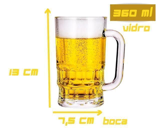 Kit Com 2 Canecas De Chopp Cerveja De Vidro 360Ml - Oro Comercio Imagem de Kit Com 2 Canecas De Chopp Cerveja De Vidro 360Ml