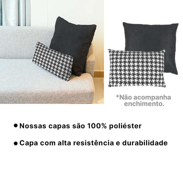 Kit com 2 Capas de Almofada Quadrada cm Preta + 2 Capas de Almofada Retangular 30x50 cm Pied de Poule - Ida Baby Imagem de Kit com 2 Capas de Almofada Quadrada cm Preta + 2 Capas de Almofada Retangular 30x50 cm Pied de Poule