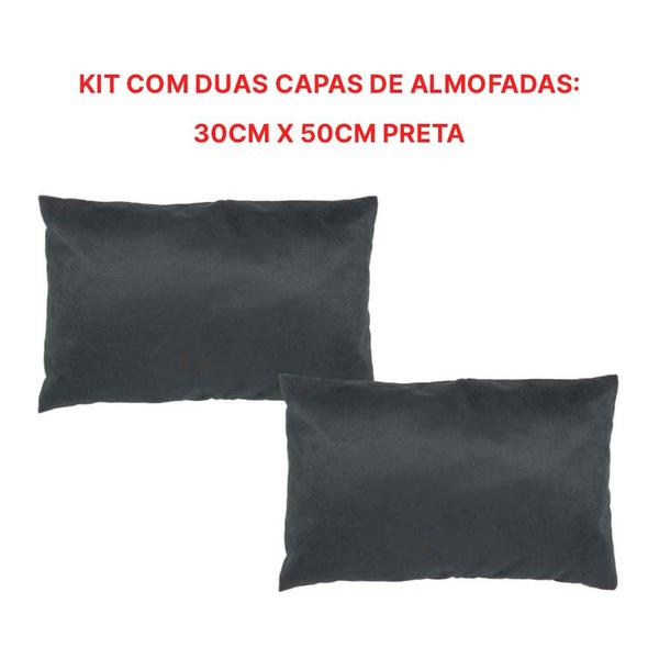 Kit com 2 Capas de Almofada Retangular 30 cm x 50 cm - Preta - Ida Baby Imagem de Kit com 2 Capas de Almofada Retangular 30 cm x 50 cm - Preta