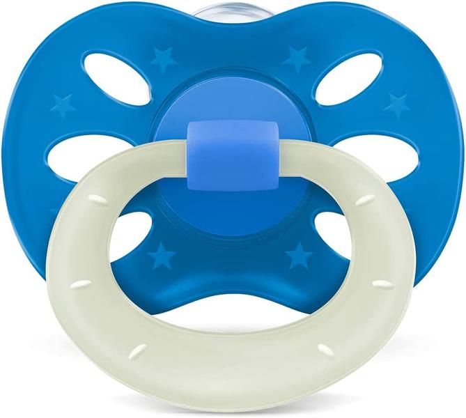 Imagem de Kit Com 2 Chupetas 6+ Silicone Azul Brilha no Escuro Lillo - 632421