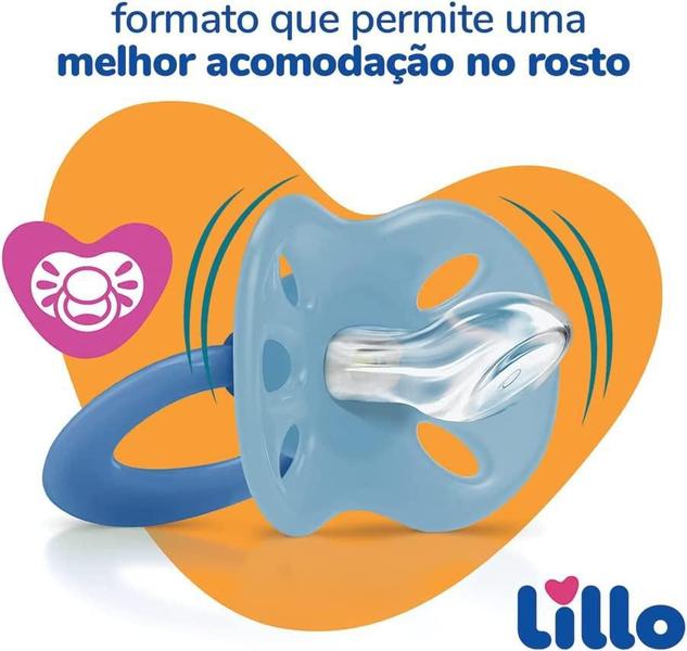 Imagem de Kit Com 2 Chupetas Lillo Extra Air Azul Brilha no Escuro 0-6 meses - 632321