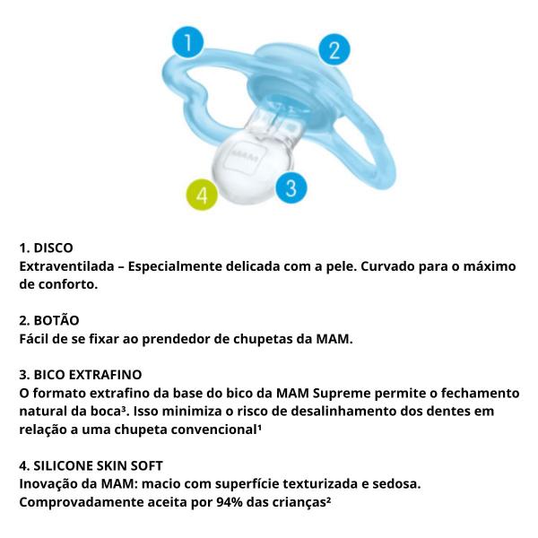 Imagem de Kit com 2 Chupetas Mam Supreme 0-6M - Raposa e Ursinho Azul