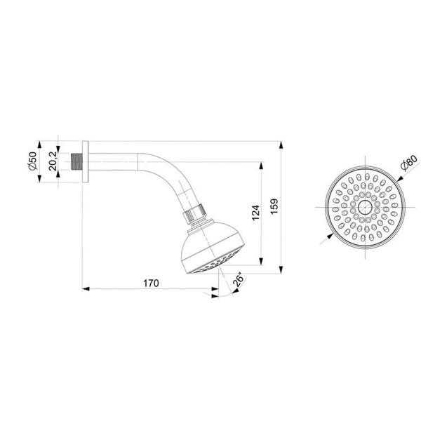 Imagem de Kit com 2 Chuveiro Redondo com Braço de Parede 80 Mm Smart Celite