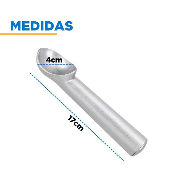 Imagem de Kit Com 2 Colheres Concha Pegador Gelato Sorvete Bola Profissional Alumínio Polido