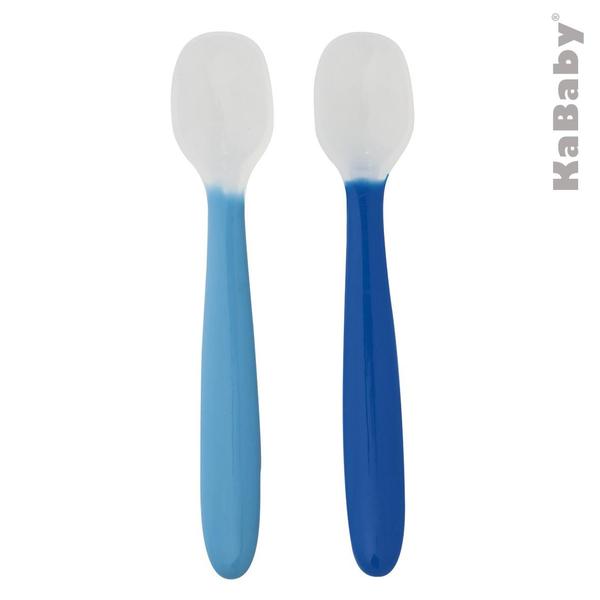 Kit com 2 Colheres de Silicone Flexíveis KaBaby Azul Imagem de Kit com 2 Colheres de Silicone Flexíveis KaBaby Azul