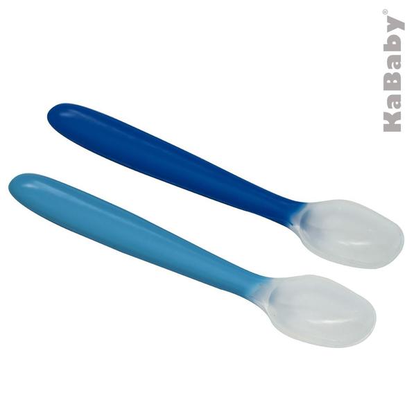 Kit com 2 Colheres de Silicone Flexíveis KaBaby Azul Imagem de Kit com 2 Colheres de Silicone Flexíveis KaBaby Azul