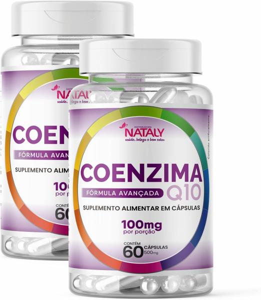 Imagem de Kit Com 2 COQ-10 - Coenzima Q10 (Ubiquinona) 100mg Por Porção 60 Capsulas Nataly