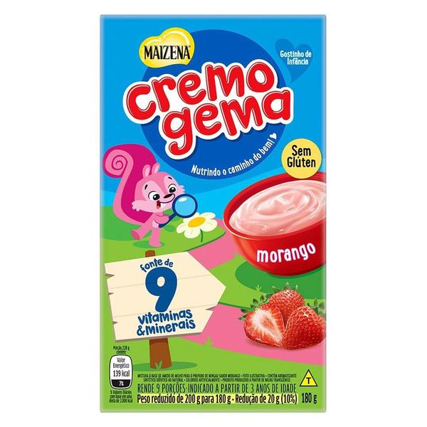 Kit com 2 Cremogema Sabor Morango Fonte de 9 Vitaminas e Minerais Mingau Sem Glúten 180g Imagem de Kit com 2 Cremogema Sabor Morango Fonte de 9 Vitaminas e Minerais Mingau Sem Glúten 180g