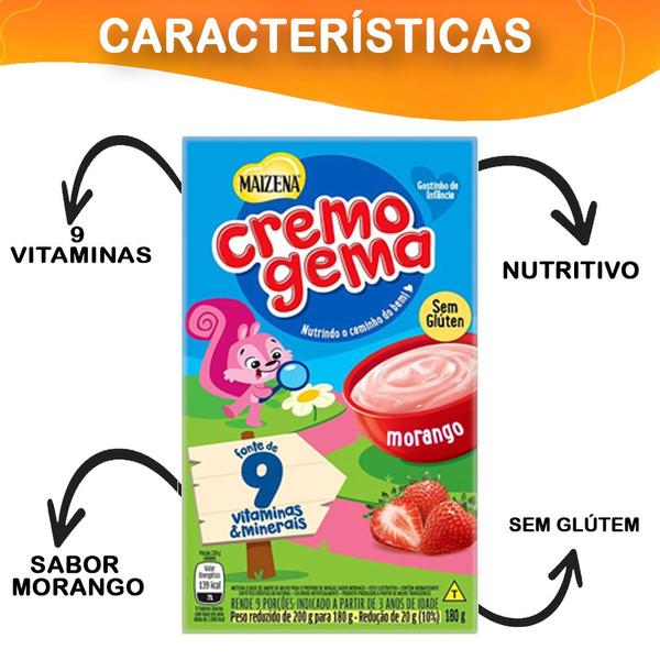 Kit com 2 Cremogema Sabor Morango Fonte de 9 Vitaminas e Minerais Mingau Sem Glúten 180g Imagem de Kit com 2 Cremogema Sabor Morango Fonte de 9 Vitaminas e Minerais Mingau Sem Glúten 180g