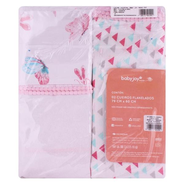 Imagem de Kit com 2 Cueiros de Bebê Flanelado Brilha no Escuro Rosa - Baby Joy