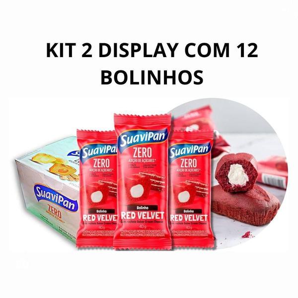 Imagem de Kit Com 2 Display De Bolinho Suavipan Redvelvet Com 12 X40G