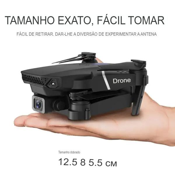 Imagem de KIT Com 2 Drones E88 Profissionais com 2 Cameras 4K, 2 Baterias cada App Completo Video/Foto Wi-Fi Voo 360 com Bolsa