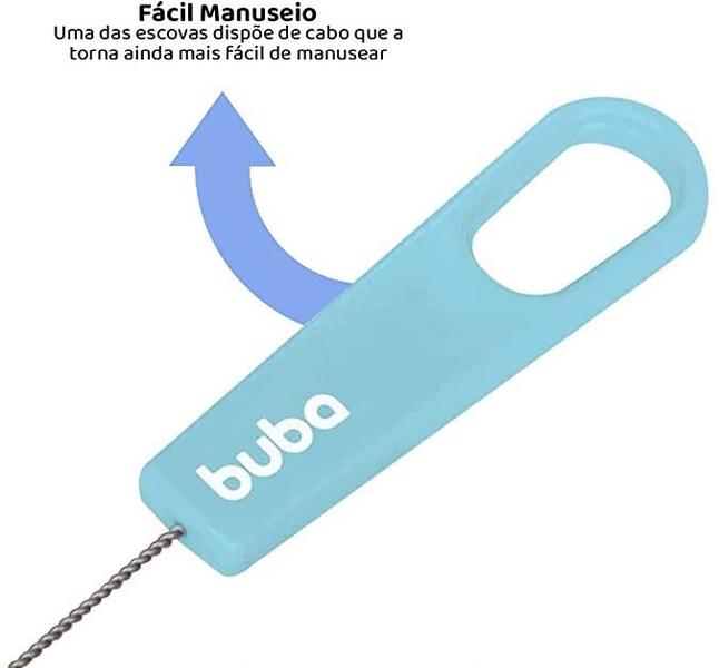 Imagem de Kit com 2 Escovinhas Para Canudos Infantil Azul Buba