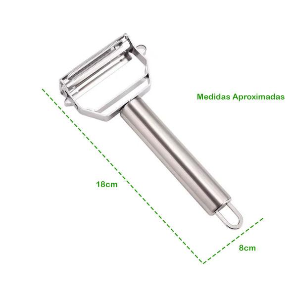 Imagem de Kit com 2 Fatiador E Descascador Dupla Lâmina 2 Em 1 Para Frutas, Legumes e Verduras Aço Inox