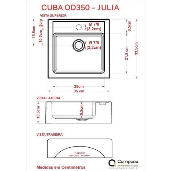 Imagem de Kit com 2 Gabinetes para Banheiro com Cuba Q35 e Prateleira 605W Metrópole Branco Chess