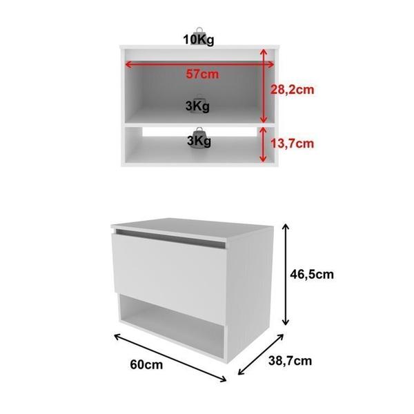 Imagem de Kit com 2 Gabinetes Suspensos para Banheiro 60cm Porta Basculante Branco