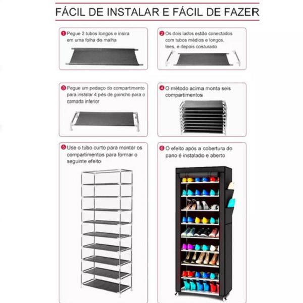 Imagem de Kit com 2 Guarda Roupas Roupeiro Organizador  + Sapateira Dobrável Portátil - Cinza