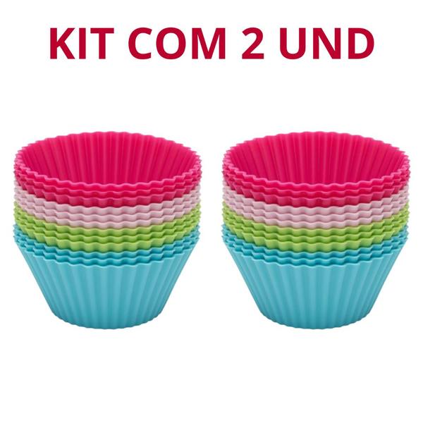 Imagem de Kit com 2 Jogo De Formas Para Muffins Redondo 12 Peças Mimo Style