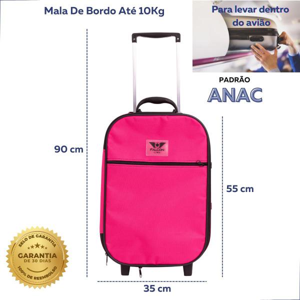 Imagem de Kit Com 2 Mala Viagem de Bordo Mão Pequena Falcon 2 Rodinhas Medidas ANAC 55x35x25cm