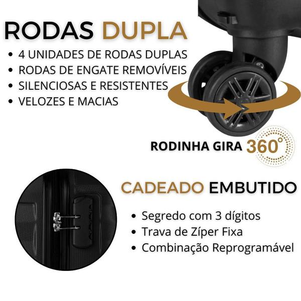 Imagem de Kit Com 2 Malas de Viagem Para Bordo Fibra Rígida ABS Rodas 360