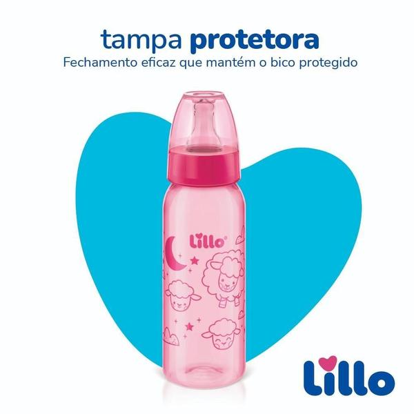 Imagem de Kit Com 2 Mamadeiras Divertidas 240Ml Bico 6M+ Rosa - Lillo